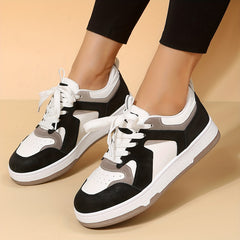 Women's Lace Up Stitching Sneakers Lightweight Shoes