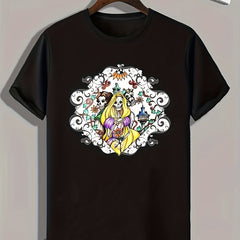 Skeleton Princess Pattern Print Men's Sports T-shirt Comfy Graphic Tee
