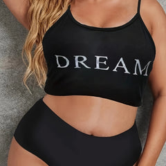 Letter Print Crop Cami Sports Top