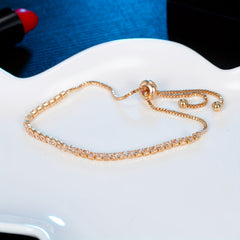 Adjustable Rhinestone Tennis Chain Bracelet Women Hand Jewelry 1 Pc