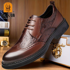LAORENTOU Men's Brogue Leather Derby Shoes