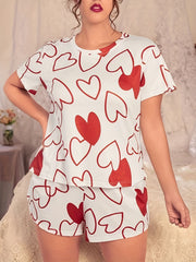 Heart Print Tee & Shorts Set