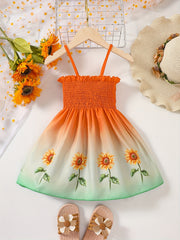Toddler Girls Gradient Sunflower Cami Princess Dress