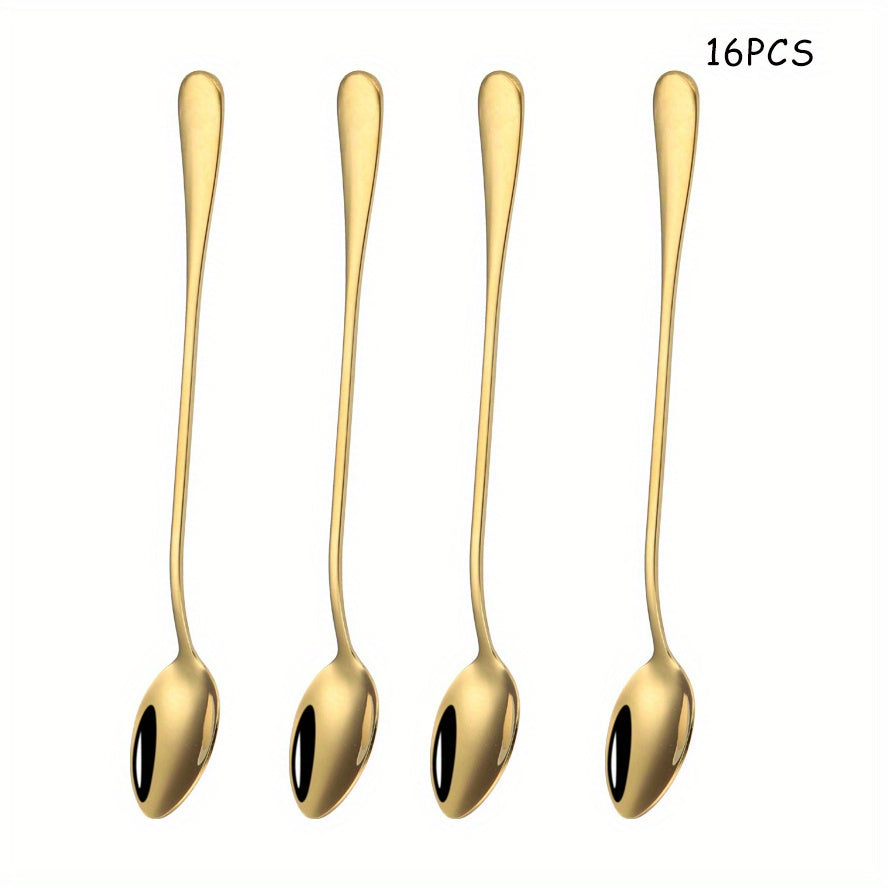 4pcs Stainless Steel Long handled Ice Cream Scoop Cocktail Stirring Spoon