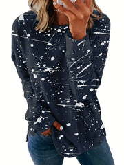 Graffiti Print Crew Neck Sweatshirt Long Sleeve Pullover