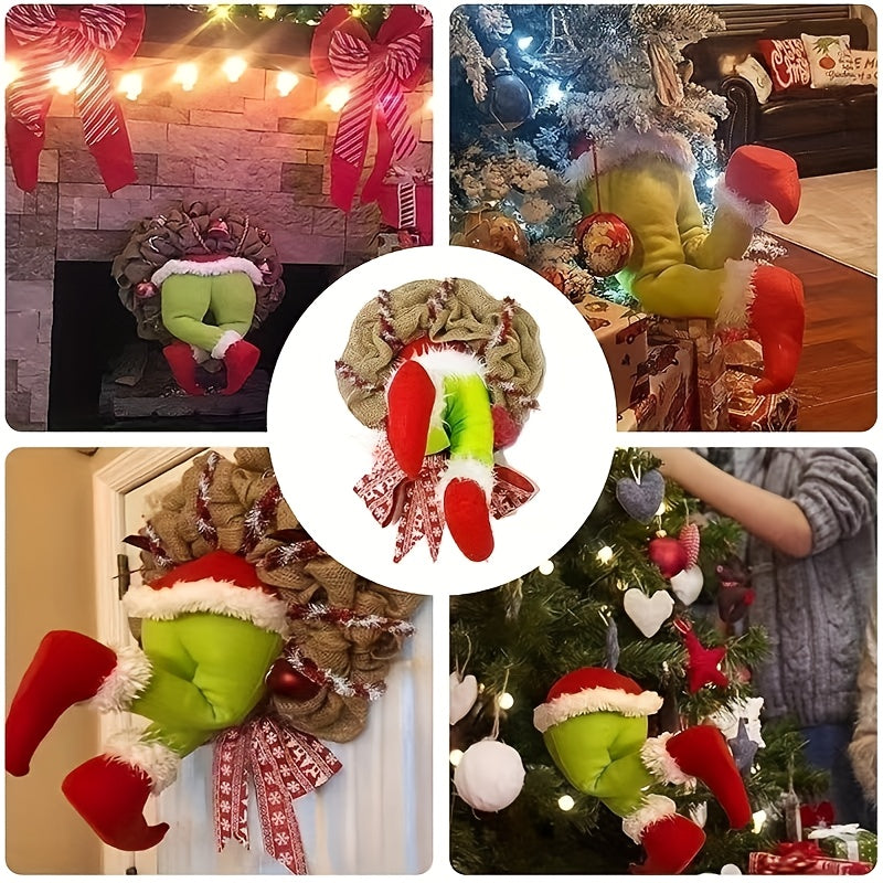 Christmas Plush Wreath Stuffed Legs Toy Doll Indoor Front D