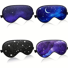 4pcs Cartoon Landscapes Blackout Sleep Eye Mask Soft Blindfold for Travel Rest