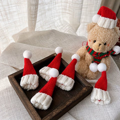 6pcs Mini Christmas Santa Knitted Hat Scarf Set DIY Craft Art
