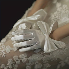 Bridal Gloves And Satin Wedding Gloves With Bowknot