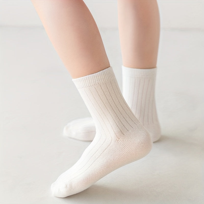 5 Pairs Casual Candy Knit Socks Soft Breathable Cotton Boys Girls Accessories