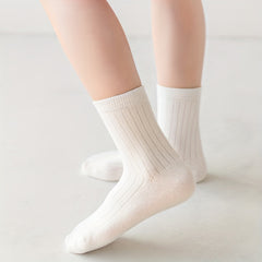 5 Pairs Casual Candy Knit Socks Soft Breathable Cotton Boys Girls Accessories
