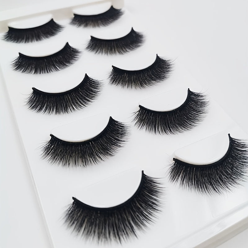 5 Pairs 3D Silky Lashes for Hooded Eyes Fluffy Natural Look Makeup Gift