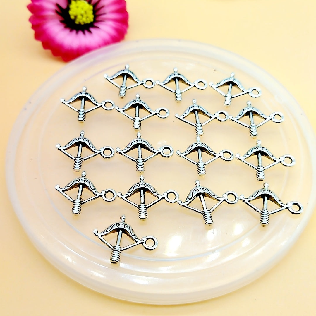 10pcs Silver Archery Earrings Pendants Vintage Arrow Charms for DIY Jewelry