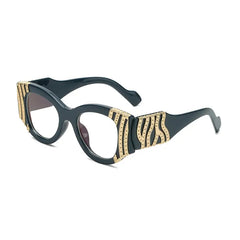 Rhinestone Cat Eye Metal Eyeglasses Clear Lenses Non prescription Retro Eyewear