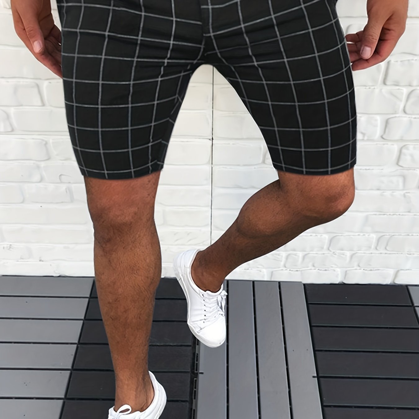 Men's Plaid Cotton Blend Shorts Casual Stretch Dress Shorts