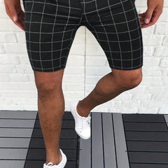 Men's Plaid Cotton Blend Shorts Casual Stretch Dress Shorts