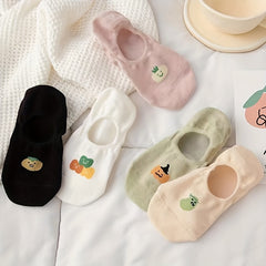 5 Pairs Cartoon Fruit Print Ankle Socks Women's Stockings