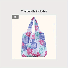 4pcs Printed Reusable Shopping Bag Large Capacity Polyester Portable Folding Bag