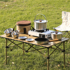 6pcs Stainless Steel Outdoor Cookware Set with Storage Bag
