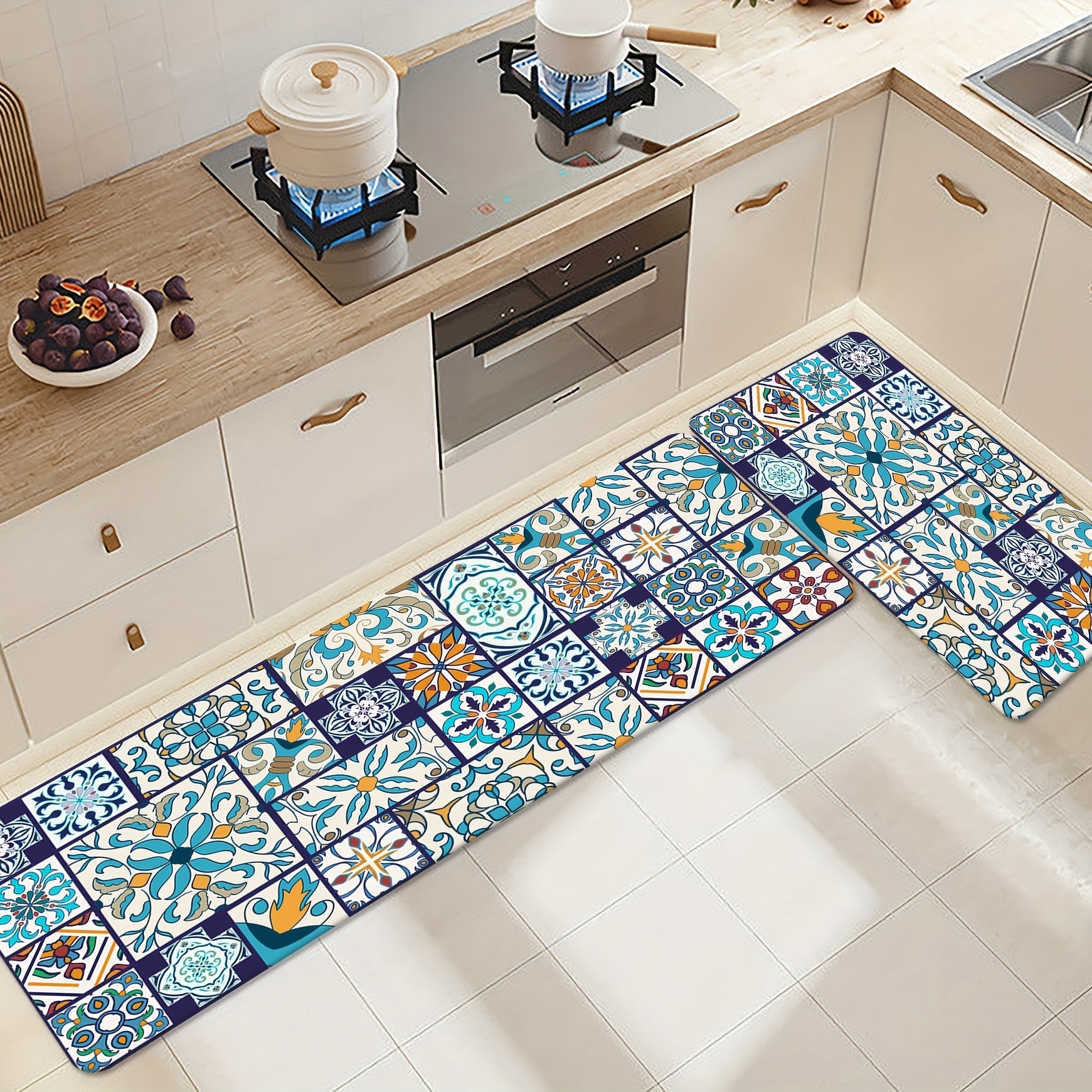 Floral Print Kitchen Mat Anti Fatigue Absorbent Washable Durable Runner