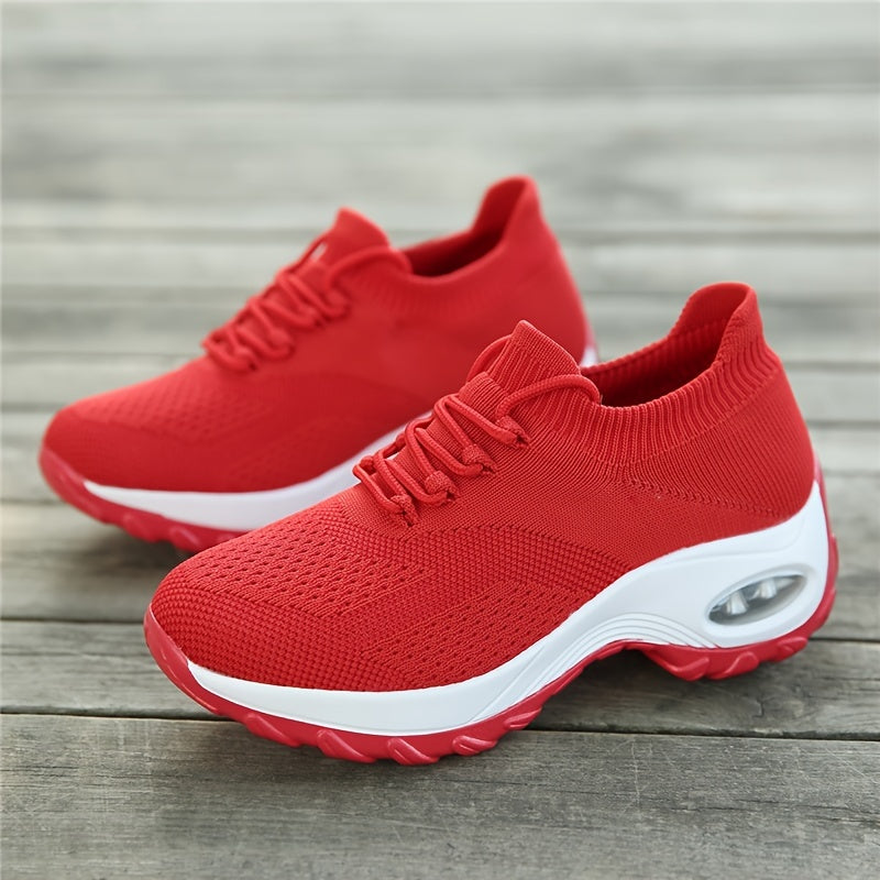 Lace Up Weaving Socks Shoes Air Cushion Running Sports Shoes Women's Footwear