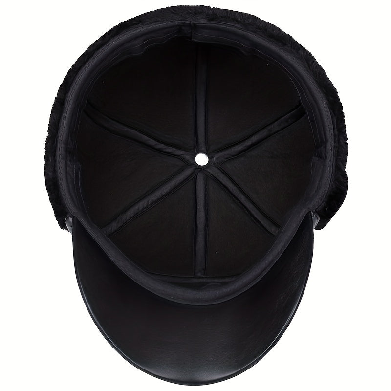 Men's Winter Leather Ear Protection Warm Hat for Elderly