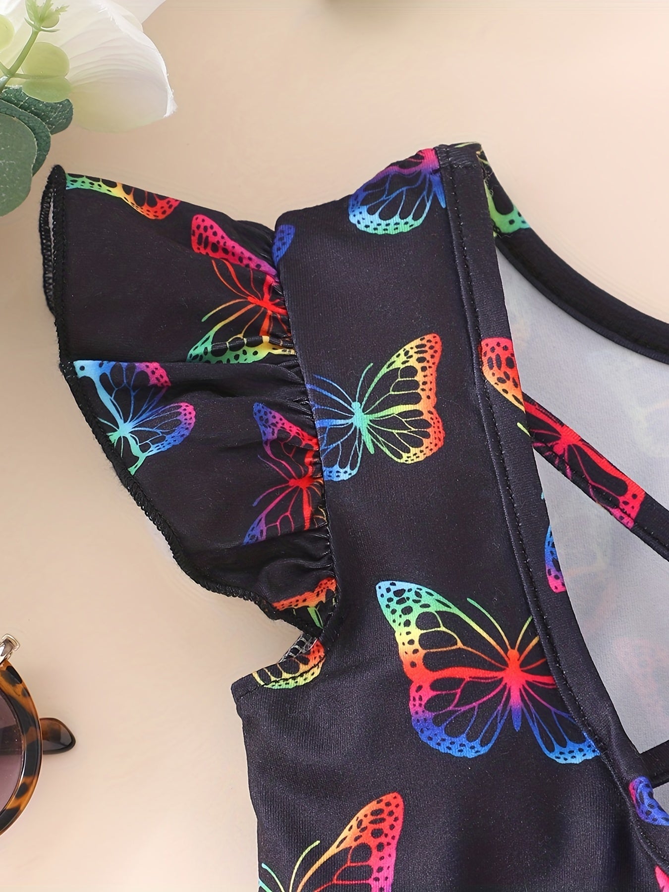 Toddler Kids Butterfly Graphic Backless Jumpsuit