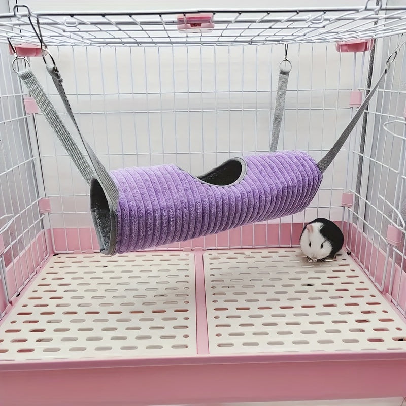 Cozy Pet Plush Hammock: Hanging Tunnel Swing for Hamsters & Chinchillas