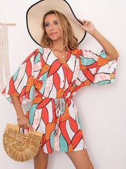 Boho 3/4 Sleeve Romper Jumpsuit with Drawstring - Summer Women's Clothing