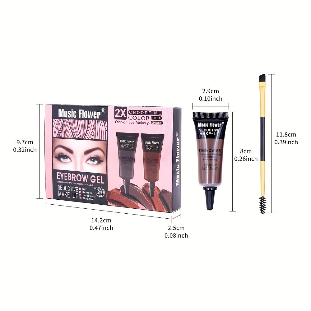 2-in-1 Waterproof Eyebrow Dye Cream Long Lasting Smudge Proof Tint Set