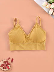 Ribbed Cami Crop Top V Neck Backless