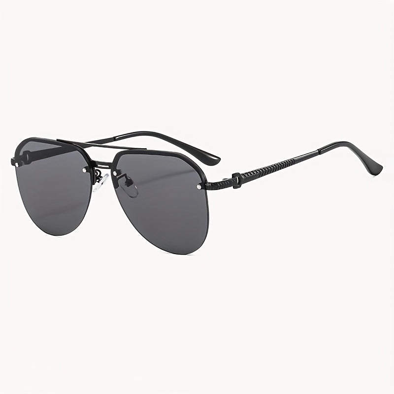 Men's Classic Double Beam Sunglasses Half Rim Sports Glasses