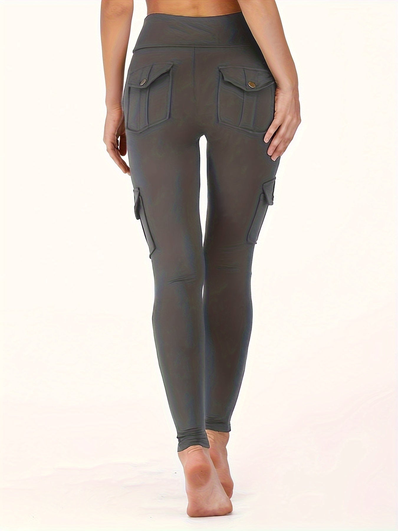 Women Elastic Tight Sports Pants Pocket High Waist Quick-dry Leggings