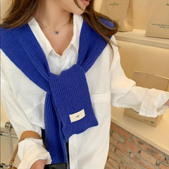 Knitted Long Sleeve Shawl Solid Casual Elastic Warm Wrap Windproof Cardigan