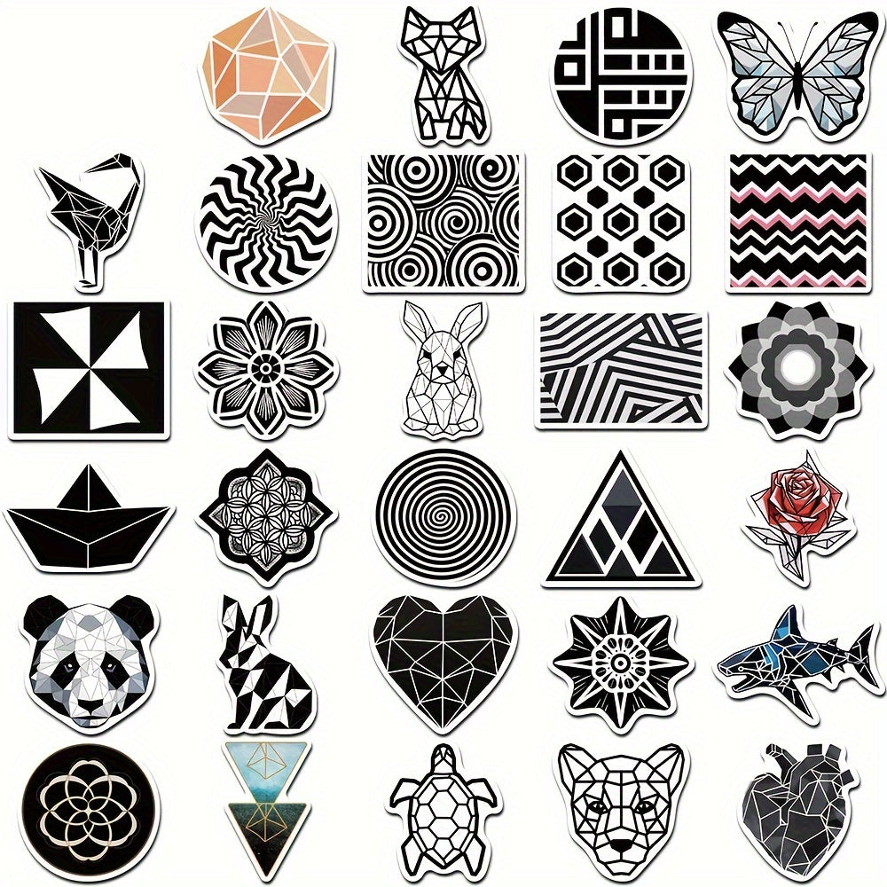 52pcs Geometric Pattern Graffiti Stickers for Book Luggage Notebook Waterproof
