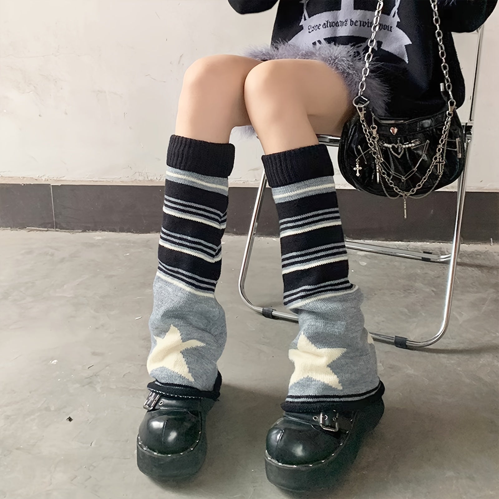 Striped Leg Warmers JK Style Knee High Socks