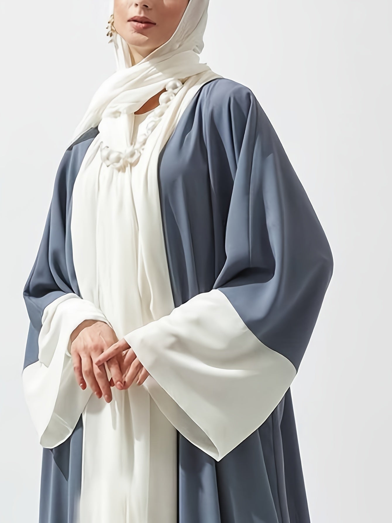 Modest Abaya Dress Women's Plus Colorblock Long Sleeve