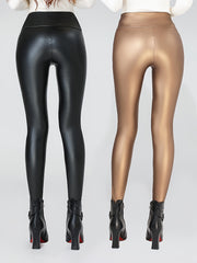 2pcs High Waist Faux Leather Sports Leggings Yoga Tight Pants Women's Activewear