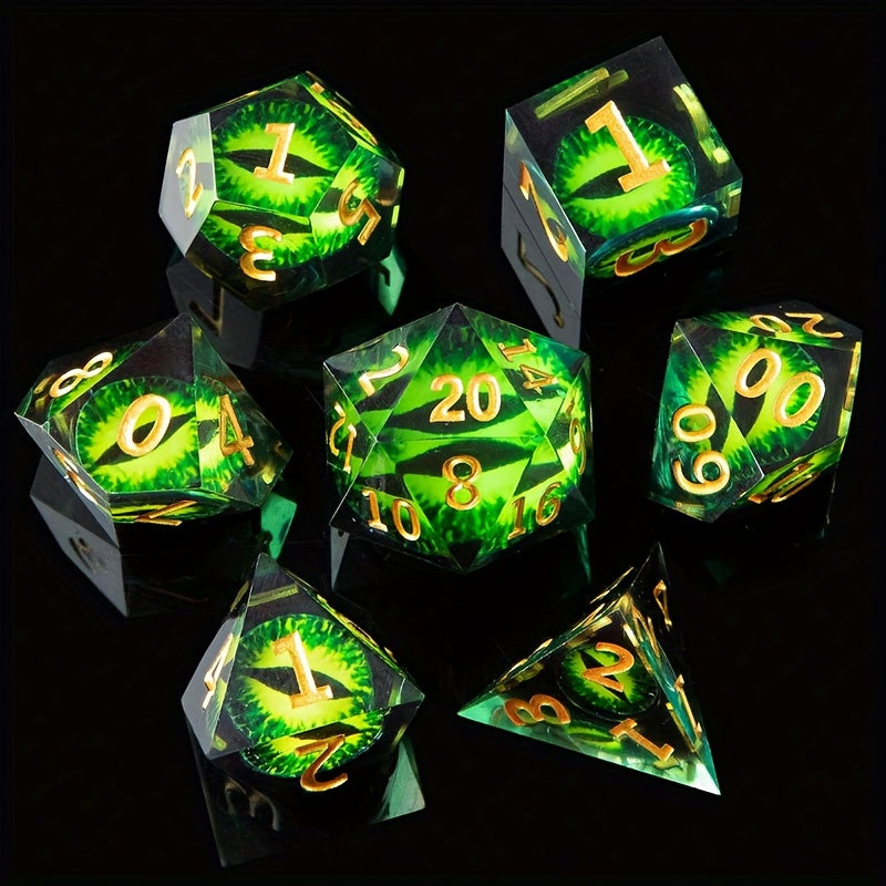 7pcs Green Dragon Eye Dice Set For Board Games