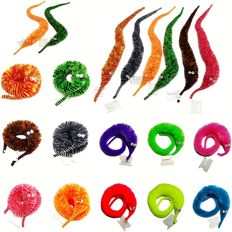 10Pcs Fuzzy Worm Toys Bulk for Kids Carnival Party Favors