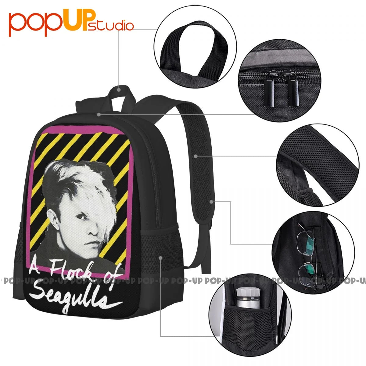 Seagulls Neon Backpack Large Capacity Vintage Shopping Bag