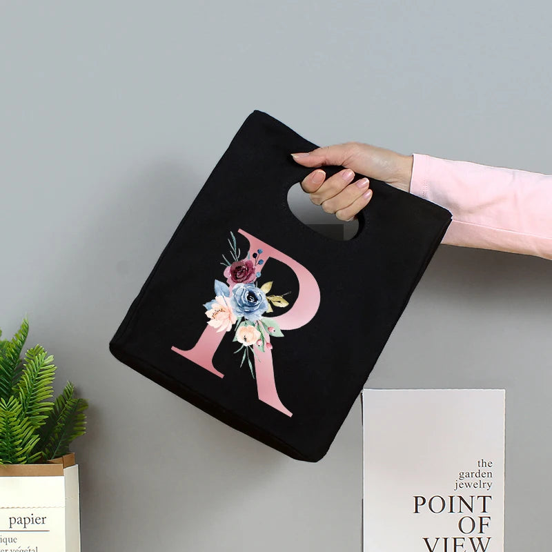 Portable Lunch Bag Cotton Picnic Food Bag Women Small Tote Style