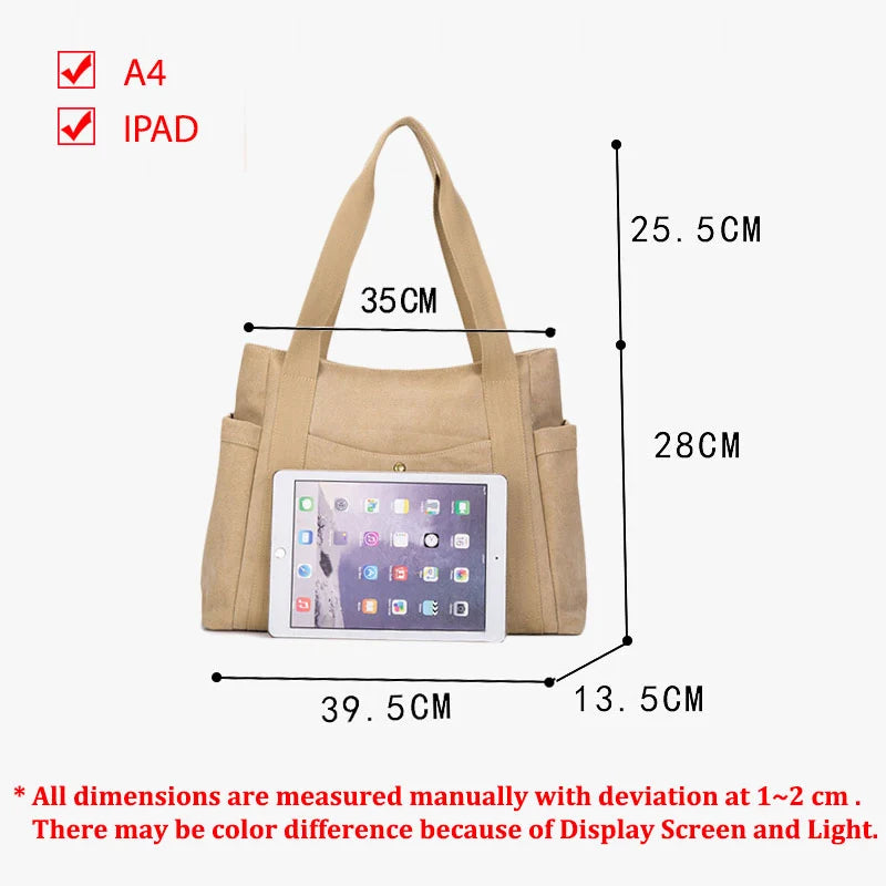 Big Canvas Tote Bag for Women Casual Shoulder Handbag School Teen Ladies