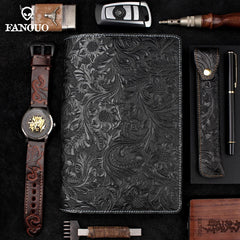 A5 Vintage Leather Notebook Cowskin Cover Business Travel School