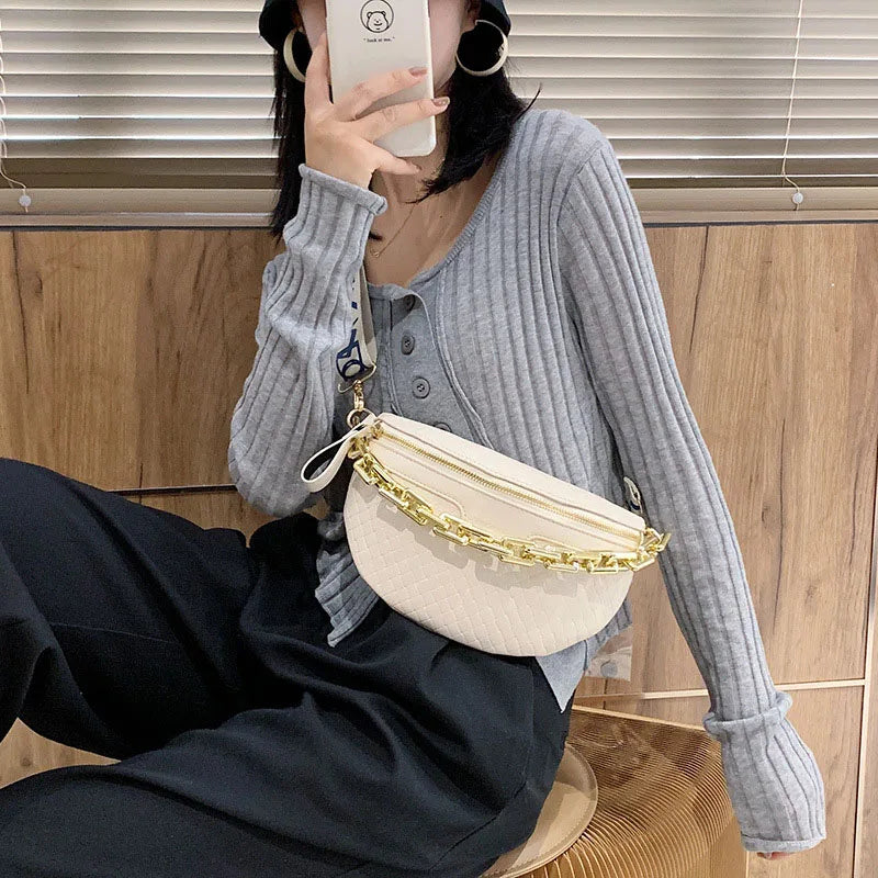 Women Fanny Pack Chains Waist Bag Large Capacity Girl's Shoulder Bag