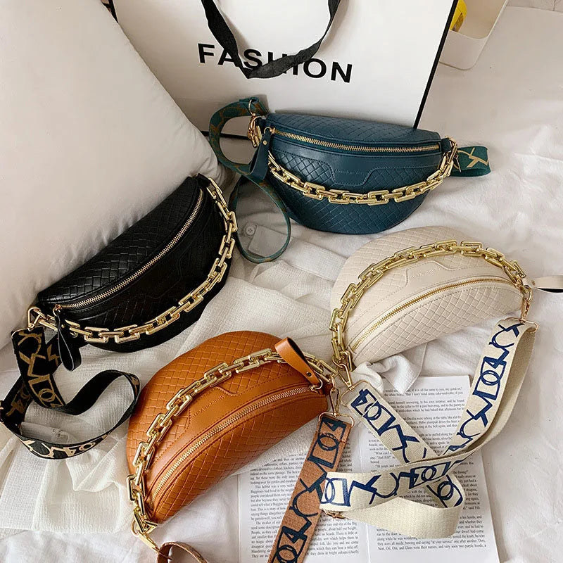 Women Fanny Pack Chains Waist Bag Large Capacity Girl's Shoulder Bag