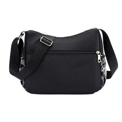 Nylon Canvas Shoulder Bag Traditional Elephant Print Clutch