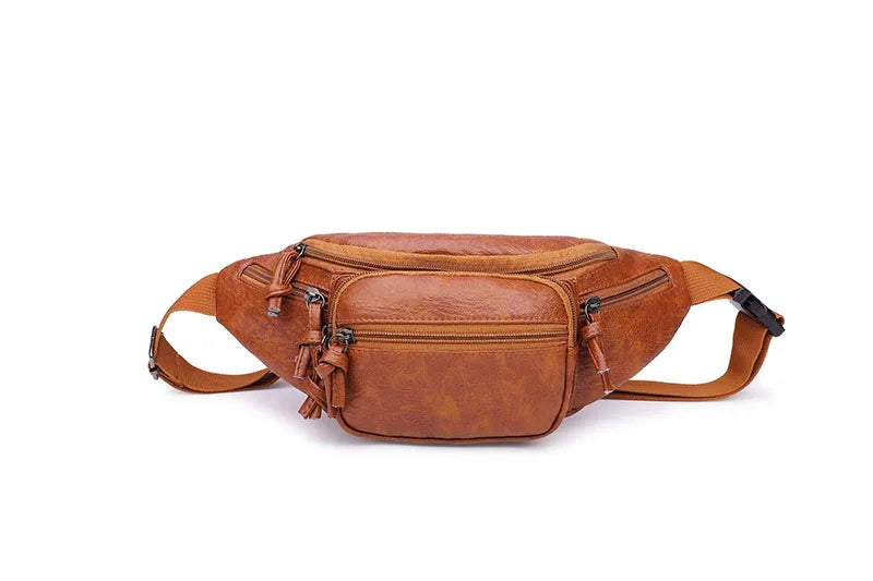 Large Capacity Travel Fanny Pack For Women Designers Leather Female Waist Bag