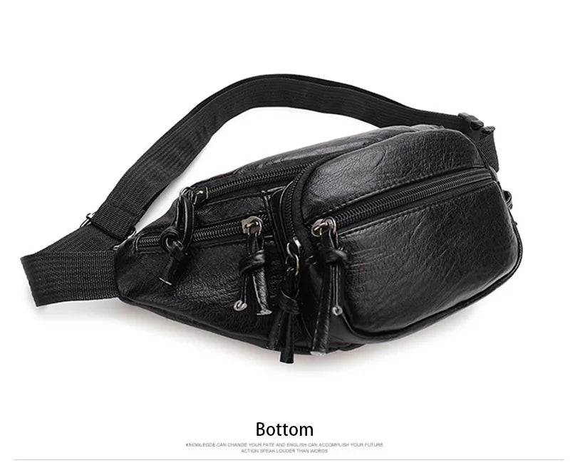 Large Capacity Travel Fanny Pack For Women Designers Leather Female Waist Bag