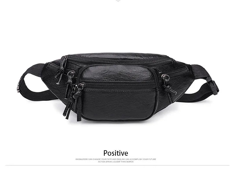 Large Capacity Travel Fanny Pack For Women Designers Leather Female Waist Bag